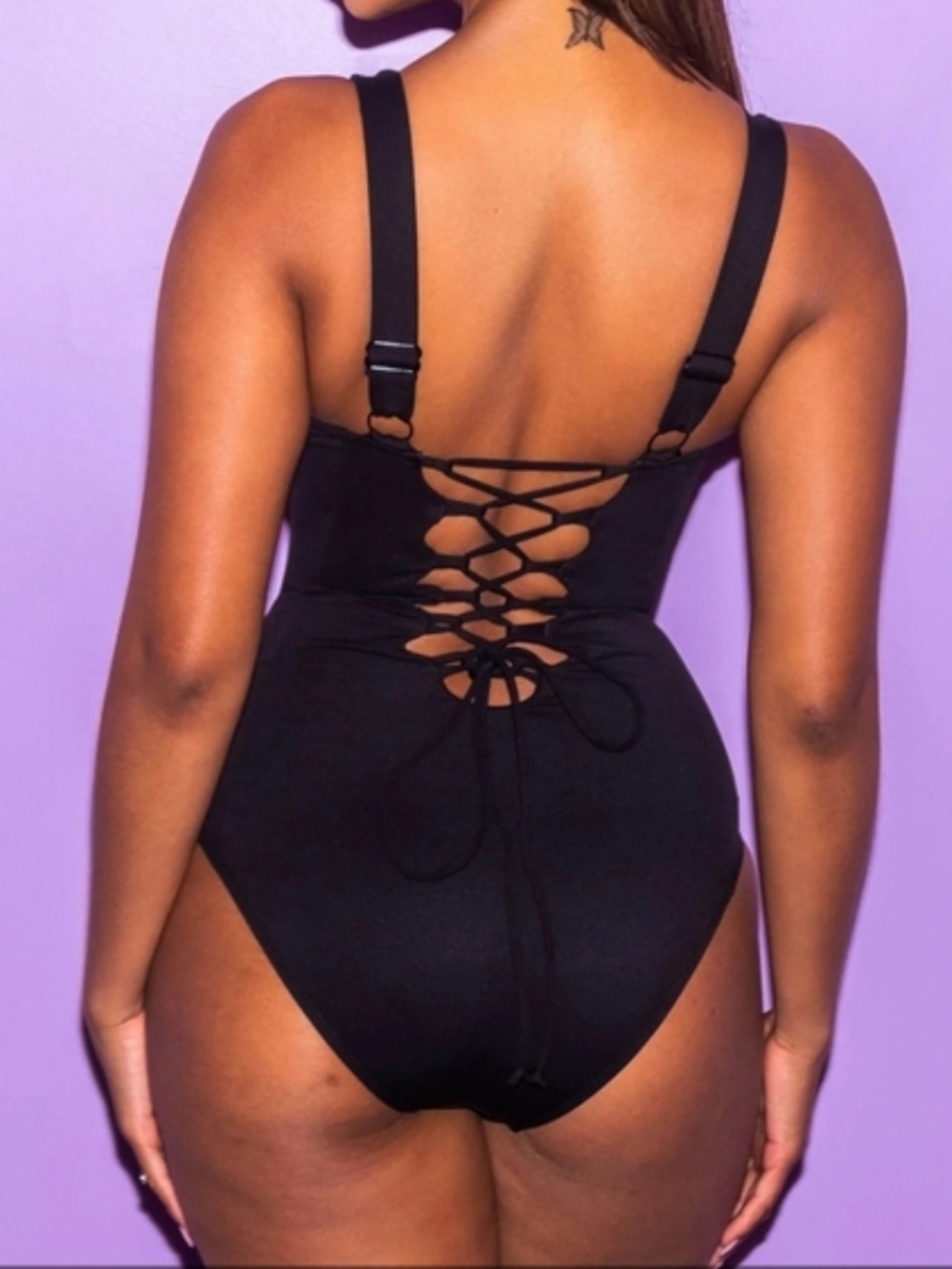Very Flattering - Sculpting Black Square-Neck One-Piece Cheeky Swimsuit - Picture 7 of 7